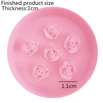 3D šesť otvor, Mini Ruže tvar silikónové formy Čokoládové Cukrovinky Formy Rose Cake Decoration Nástroj kuchyňa pečenia dodávky