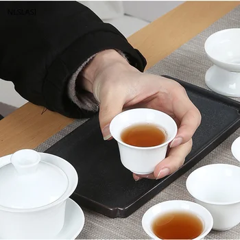 10 ks/set Čínsky Keramické Čaj nastaviť Ručne kotlíky čajových šálok gaiwan Domácnosti filter, Biela porcelánová kanvica teaware drinkware
