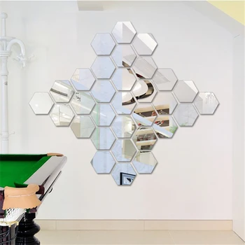 12Pcs/Set DIY 3D Zrkadlo na Stenu-Nálepky Hexagon Domova Zrkadlo Dekor Nálepky Umenie Stenu, Dekorácie, Nálepky, Multi-farebné Dropship