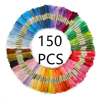 150 ks Náhodné Farby DIY Hodváb Line Pobočky Vlákna Podobné Nite, vyšívacie Nite Niť Xhtml Cross Stitch Niť