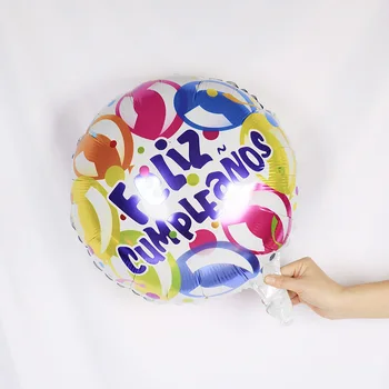 18-Palcové Španielsky Balóny Happy Birthday Môže Plávať Kolo Happy Birthday Priateľstvo Party Dekorácie Hliníková Fólia Balóny