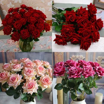 1PCS Umelé Kvety Hodváb Rose Dlho Pobočky Rose s List pre Svadobné Domáce Dekorácie Falošné Kvety DIY Dodávky Príslušenstvo