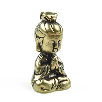 1Pc Pevné Brass Guanyin Sochu Budhu Malé Auto Ornament Domova Príslušenstvo Náboženské Sochy Obývacia Izba Plochy Dekor