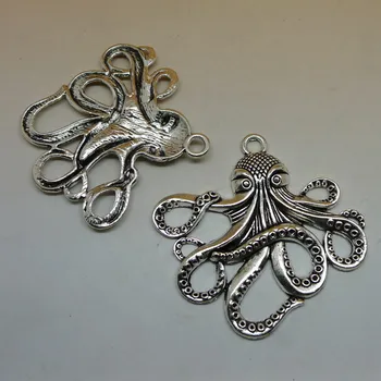 1pcs 54x57mm Octopus Tvorivé Šperky, Náušnice, Prívesky, Starožitné Strieborné Farba
