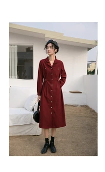 2020 Nový Rok Červené Šaty Dlhé Horúce Predaj Dlhý Rukáv Elegantné Temperament Lady Vintage Menčester Tričko Šaty 12617