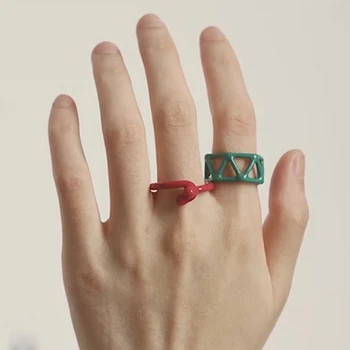 2021 Letné Módne Farebné Geometrické Kovový Krúžok Lak Nepravidelný Otvorenie Prstene pre Ženy Strany Prst Šperky, darčeky
