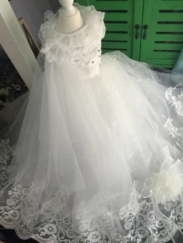 2021 Luxusné Šteňa Psa Svadobné Party Šaty High-end Ručný Biele Čipky Princezná Šaty Pet Oblečenie Fotografie Psa vrchné oblečenie