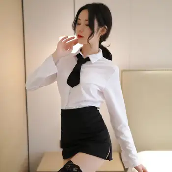 2021Sexy priesvitný set spodnej bielizne, sexy sekretárka jednotné, sexy biele šaty, čiernej sukni, profesionálne úsek oblek, role-playing učiteľ