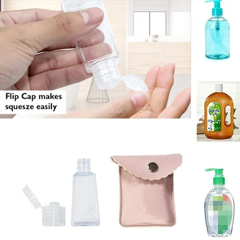 30ML Hand Sanitizer Keychain Držiteľ Prázdne PU Kožené Prenosné Fľašiach Pre Cestovanie Denne Vonkajšie Mydla