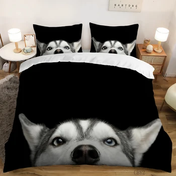 3D roztomilý pes Tlač Perinu s obliečky na Vankúše spálňa posteľná bielizeň nastaviť perinu singel kráľovná Twin Plný King Size Queen
