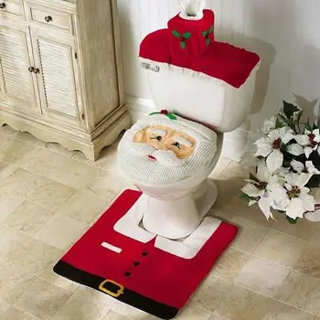 3KS Vianočné Wc Sedadlo & Kryt Santa Claus Kúpeľňa Mat Vianoce Decor Kúpeľňa Santa Kryt Sedadla Wc Koberec Domáce Dekorácie 2021