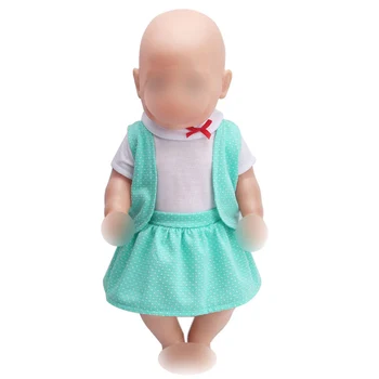 43 cm bábiky baby Šaty novorodenca Jednoduché zelené šaty, hračky pre deti sukne fit Americký 18-palcové Dievčatá bábiky f228