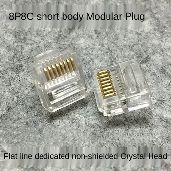 50 Ks RJ45 Crystal Head Sieťový Konektor 8P8C Plochý Kábel Crystal Head Krátke Telo Crystal Head pre Sieťový Kábel