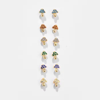 6pair/nastaviť Nové Multicolor Drahokamu Crystal Malé Huby Stud Náušnice pre Ženy, Dievčatá Jednoduchý Roztomilý Mini Rastlín Náušnice Šperky
