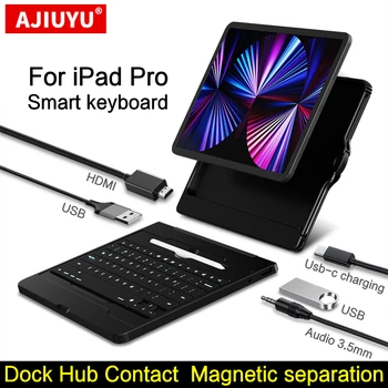 AJIUYU Magic Klávesnica Pre iPad Pro 12.9 palcový 11 2020 2021 Air4 Tablet Dock, HDMI Rozbočovač USB Adaptér, Ochranné puzdro Smart Cover Prípade