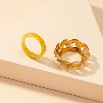 AOMU 2KS 2021 Nové Kórea Elegantné Akryl Prsteň Módne Osobnosti Farebné Jednoduché Reťazca Živice Prstene pre Ženy, Darčeky, Šperky