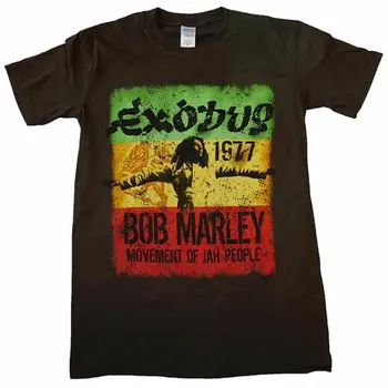 Bob Marley - Pohyb - Úradný Mužov Hnedé Tričko Classic Bavlna Mužov Kolo Golier, Krátky Rukáv Top Tee Tričko Plus Veľkosť
