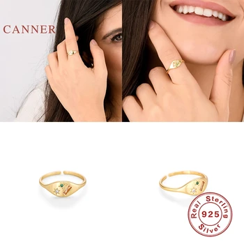 CANNER 925 Sterling Silver Ring Iny Zirkón Hviezdy, Mesiac Luxusné Šperky Nastaviteľné Prstene Pre Ženy Snubné Prstene Anillos Joyero