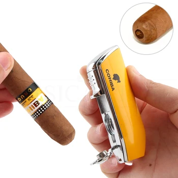 COHIBA Bután Cigaru Ľahšie Kovové Mini Pocket 3 Modrý Plameň Vetru Ľahšie Cigarové Príslušenstvo Darček
