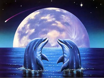 Diamond Maľovanie Dolphin Plné Námestie /round-Diamond Výšivky Zvieratá Obrázky Z Kamienky Mozaiky Cross Stitch Domova