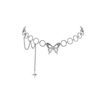 Duté Motýľ Kríž Dlhý Strapec Choker Príveskom Svetlo Luxusné Clavicle postriebrený Náhrdelník Šperky Ženy Halloween Party