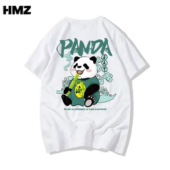 HMZ Panda Tlač Tee Streetwear Mužov Tričko Harajuku Topy Lete Mužov Tričko Hip Hop Tee Nadrozmerné 2021 Nových Prírastkov Pánske Oblečenie