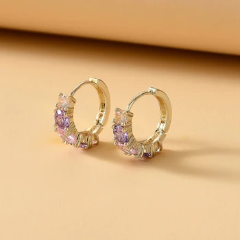 HuaTang Luxusné Farebné Crystal Kolo Stud Náušnice pre Ženy, Strieborná Farba Biely Zirkón Kamenné Obvodové Náušnice Svadobné Šperky