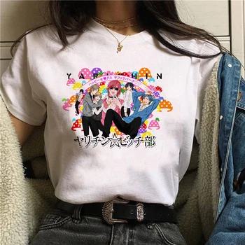 Japonské Anime Topy Žena T-Shirt dámske Tričko Yarichin B Club Tlač Tričko Bežné Krátky Rukáv Harajuku y2k estetické