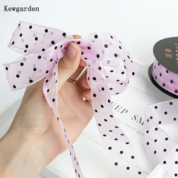 Kewgarden DIY Vlasy Bowknot Príslušenstvo Balenie Riband Dot Transparentné Voile Stuha 1
