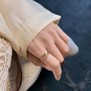 Kreatívne Reťazca Špeciálny Symbol Double Gold Otvorenie Krúžky Pre Ženy kórejský Módne Šperky Gotický Príslušenstvo Dievča je Sexy Prsteň