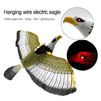 Kreatívne Zvierat Svetelný Vták Odpudzujúce Visí Eagle s Hudbou Lietajúci Vták Scarer pre Vonkajšie Trávnik Nádvorie Dekorácie