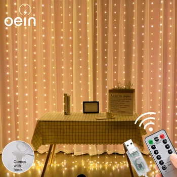 LED Rozprávkových Svetiel Garland 3M Opony Lampa USB String Svetlo Diaľkové Ovládanie Garland Na Okno Svadobné, Vianočné Dekorácie