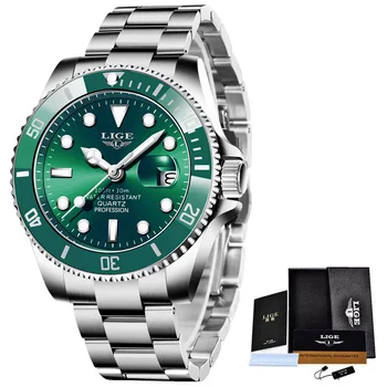 LIGE 2021 Top Značky Luxusné Módne Muži Hodinky Vodotesné Auto Dátum Business náramkové hodinky Quartz Relogio Masculino Pozerať sa Na Človeka