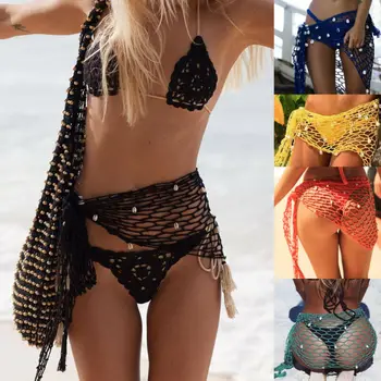 Letné Sexy Nový Príchod Ženy Sequin Sieťovina Háčkovanie Oka Bikini Pokrytie Až 2020 Nové Módne Plavky Plážové Doplnky