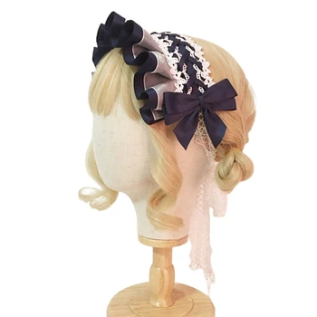 Lolita Slúžka Cosplay Party Headdress Sladké Rozstrapatené Stuhou Luku Čipky Anime Hairband