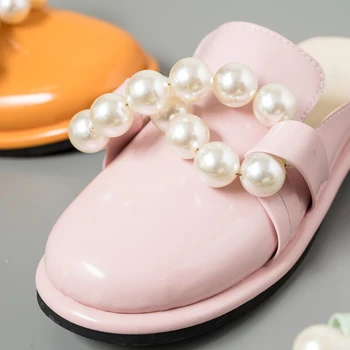 Luxusné Dizajnér Kožené Topánky Ženy Papuče Kolo Prst pearl Ploché Tkaných Papuče Ženy Bežné Strany Topánky Plus Veľkosť Letné Sandále