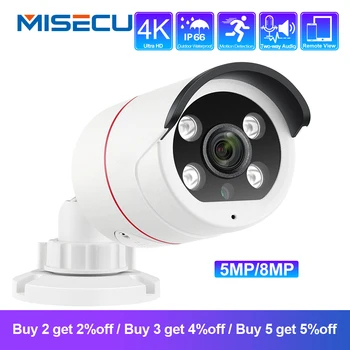 MISECU Ultra HD 4K 8MP POE IP Kamera 5MP Nepremokavé obojsmerné Audio, Video, Domáce Dohľadu Bezpečnostné CCTV Kamera pre Siete NVR