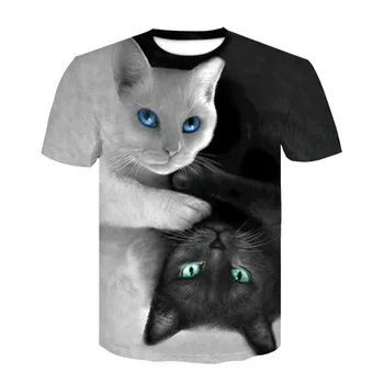 Mačka 3D tlač fashion T-shirt mužov a ženy, páry cute cat street oblečenie voľné a pohodlné textílie pánske T-shirt