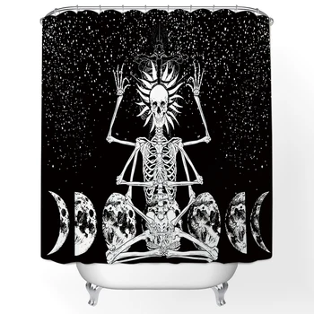 Moderné Creative Design Lebky Sprchový Záves Kúpeľňa Hák s Hákom Kúpeľňa Nepremokavé Sprchový Záves Dekoratívny Záves