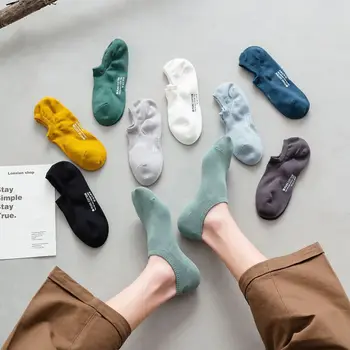 Mužov Bavlna Neviditeľné No Show Ponožky Non-slip Lete Farbou Silikónové Krátke Ponožky Módne Pohodlné Členkové Ponožky Čln