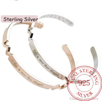 Móda 925 Sterling Silver Žena Putá Náramok Otvoriť Život je Viac Ako Boj Vintage Náramok Strany Šperky, Darčeky