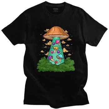 Móda Ufo Shrooms T Shirt Mužov Krátke Rukávy Magic Mushroom Psilocybin T-shirts Bežné Tee Vopred zmenšiť Bavlnené Tričko Tovaru