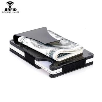 Móda Uhlíkových Vlákien Držiteľa Karty Mini Slim Hliníka Kovové RFID Magic Peňaženky Tenké Mužov Peňaženky Peniaze Taška Vallet