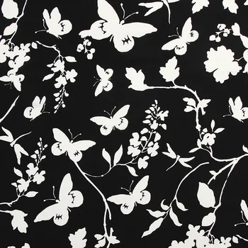 Módne Čierne a Biele Šifón Motýľ Tlače Textílie Košeľu Textílie, pri Meter