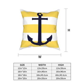 Nautical Navy Blue Anchor Na Horčica Žlté Pruhy Vankúš Vankúš Dekor Hodiť Vankúš Kryt na Posteľ 40*40 cm