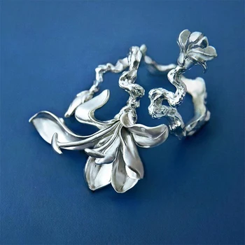 Nezávislé dizajn magnolia kvet otvára nastaviteľné ukazovák krúžok módny osobnosti nádherné strieborné šperky pre dámy