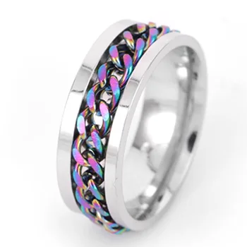 Nové Cool Nehrdzavejúcej Ocele Otočná Pár Krúžok Vysokej Kvality Spinner Reťazca Rotable Prstene pre Ženy, Muža, Punk Šperky Strany Darček