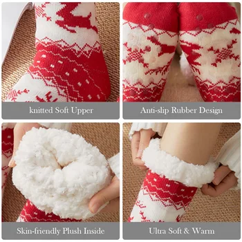 Nové Plus Bavlna Zahustiť Zimné Ponožky Ženy Spať V Teple Non-Slip Osadenie Veselé Vianoce Jeleň Dievča, Darček Roztomilé Vianoce Poschodí Ponožka 2020