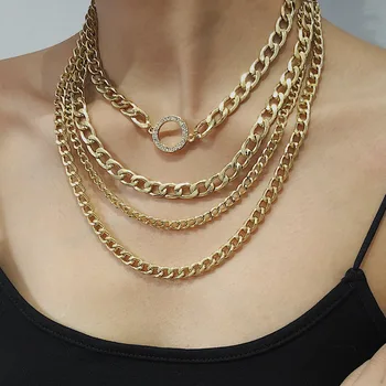 Obľúbené retro temperament šperky s jednoduchý reťazec multi-layer geometrické perlový náhrdelník multi-univerzálny prvok náhrdelník