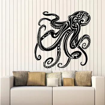 Octopus Stenu Odtlačkový Námorných Tichom Morský Živočích Vinyl Okno Nálepky, Detská Izba Kúpeľňa Seafood Reštaurácia Výzdoba Interiéru E576